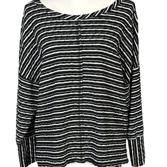 Habitat Double Face Kickback Top Size Large Black Stripes Boxy Lagenlook Comfy - Picture 1 of 6